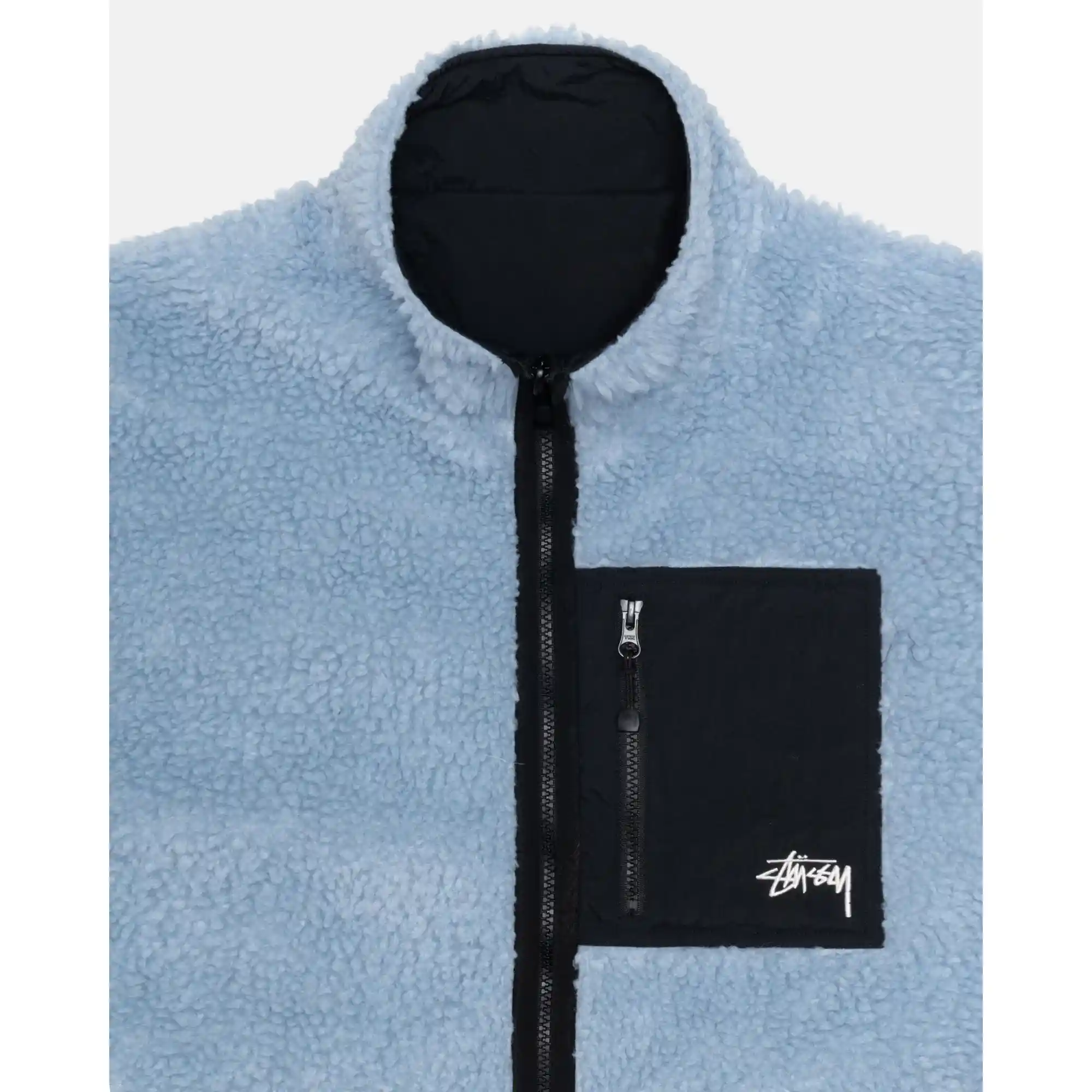 Stussy Sherpa Reversible Jacket, light denim - Image 3