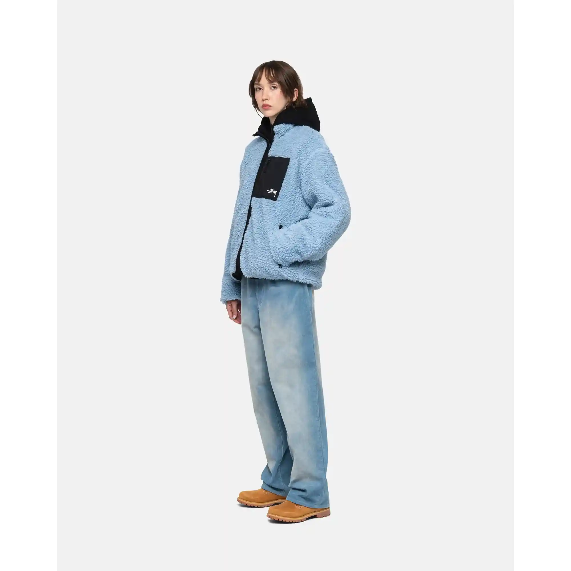 Stussy Sherpa Reversible Jacket, light denim - Image 6