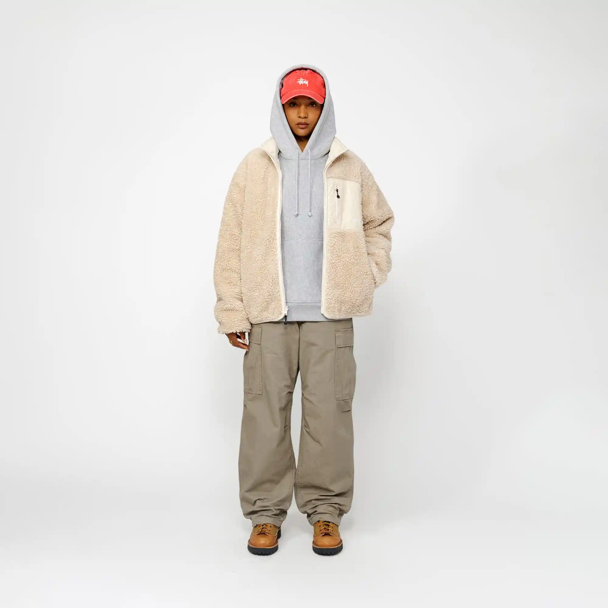 Stussy Sherpa Reversible Jacket, natural - Image 4