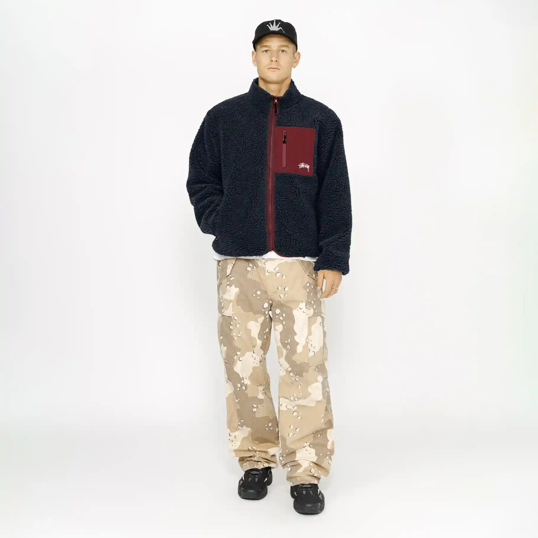 Stussy Sherpa Reversible Jacket, smoke