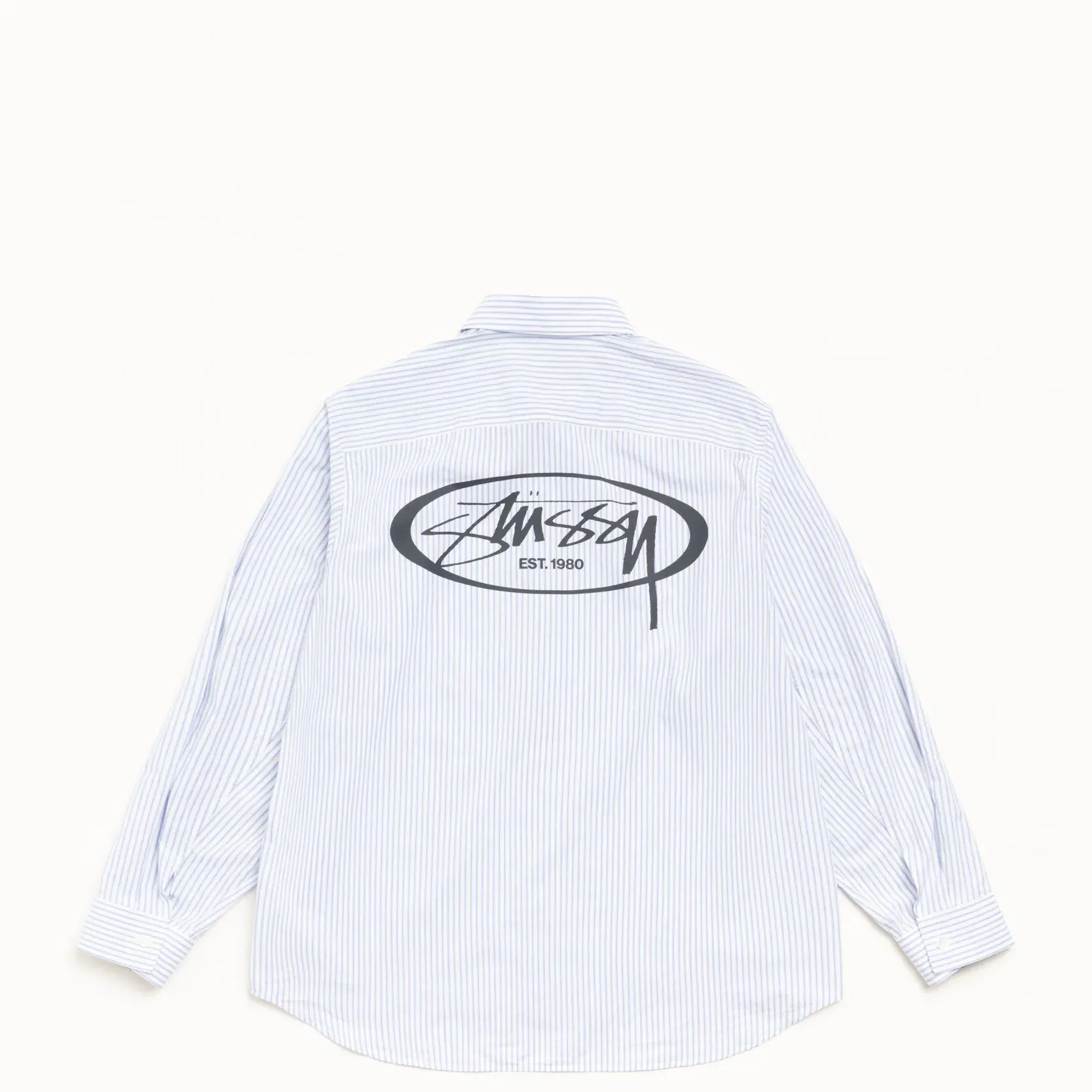 Stussy Standard Longsleeve Logo Shirt, blue stripe - Image 2
