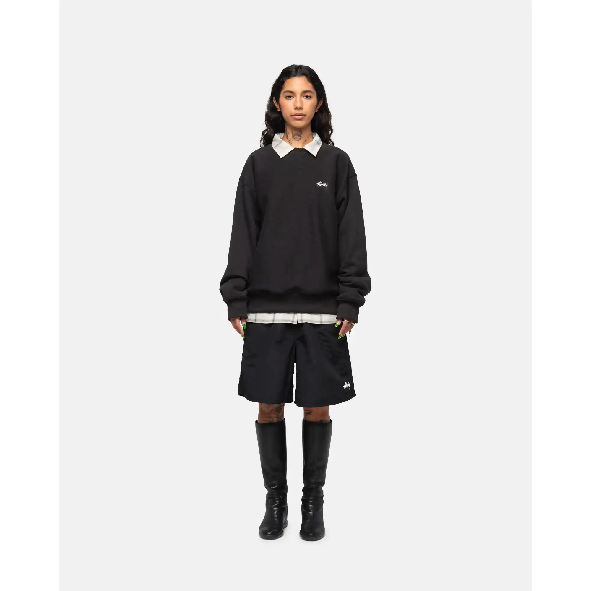 Stussy Stock Logo Crew, washed black - Image 4