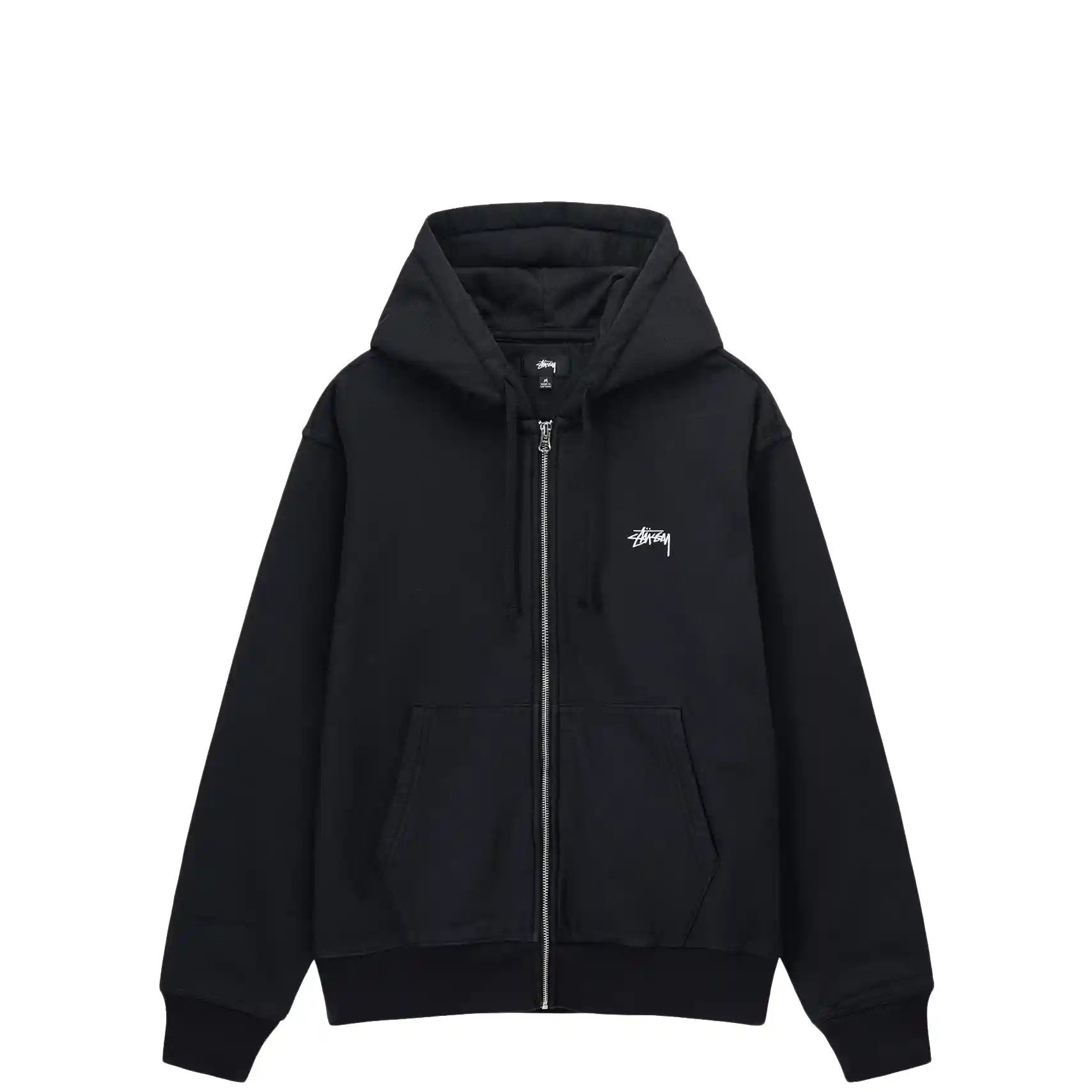 Stussy Stock Logo Zip Hood, washed black