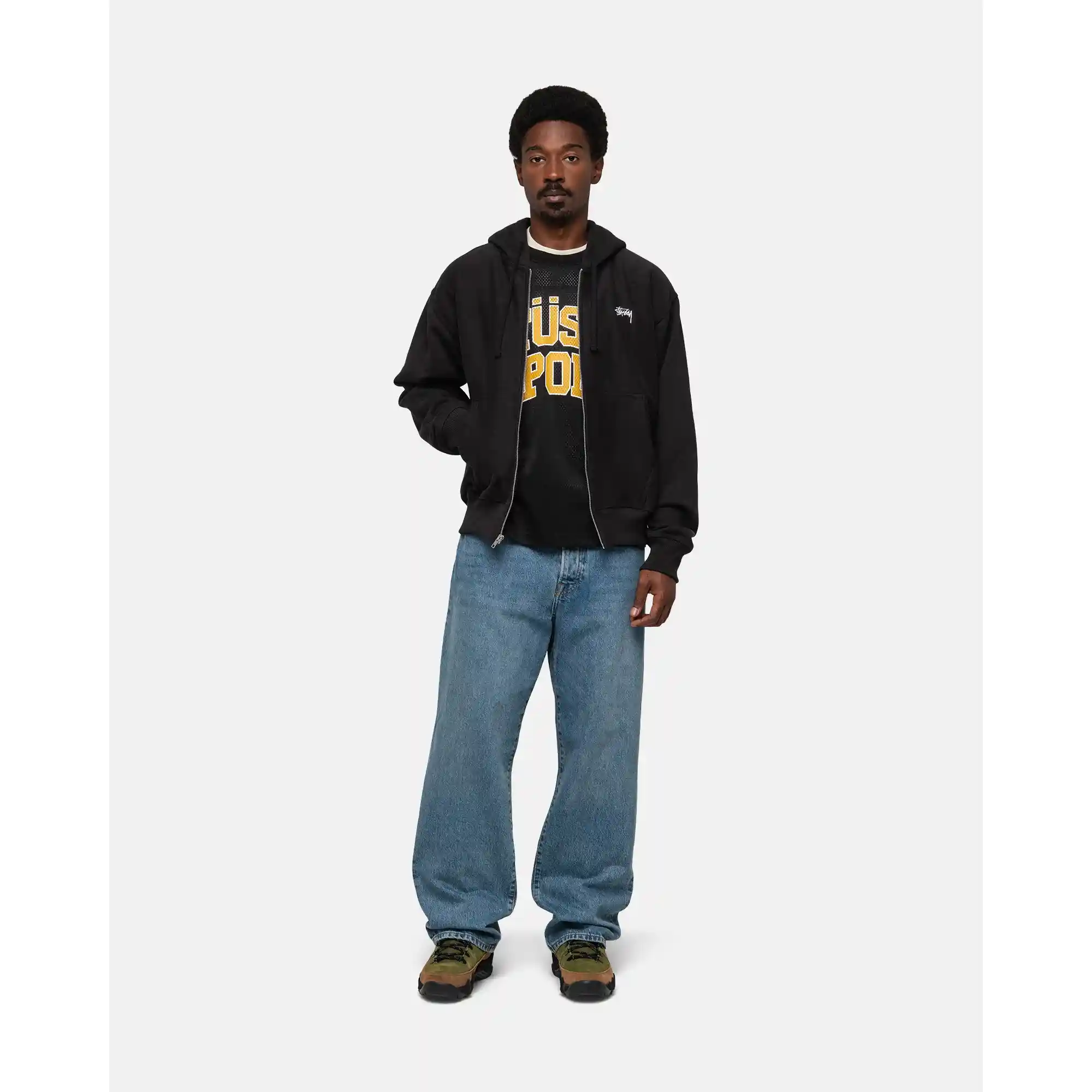 Stussy Stock Logo Zip Hood, washed black - Image 4