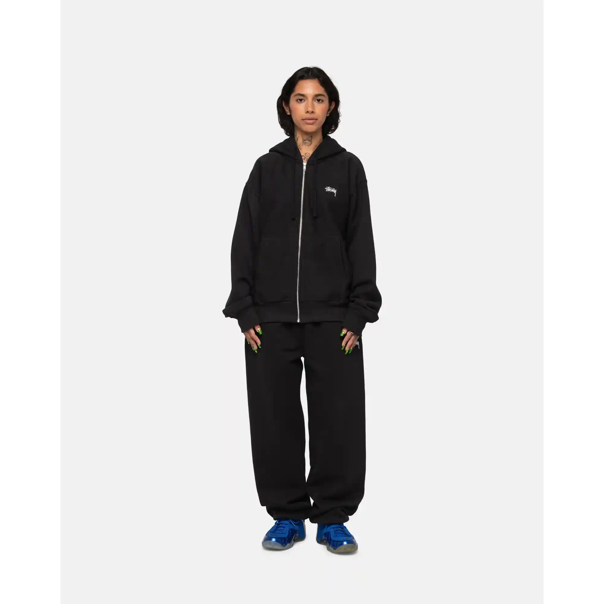 Stussy Stock Logo Zip Hood, washed black - Image 6