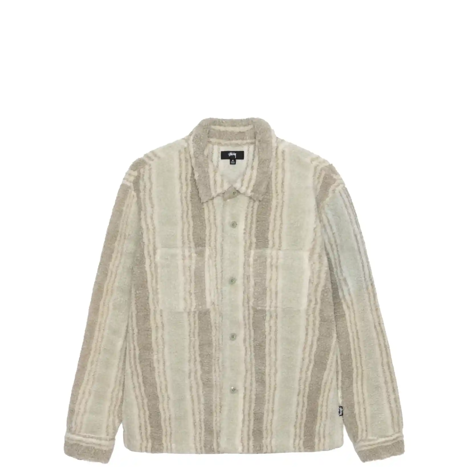 Stussy Stripe Sherpa Shirt, natural