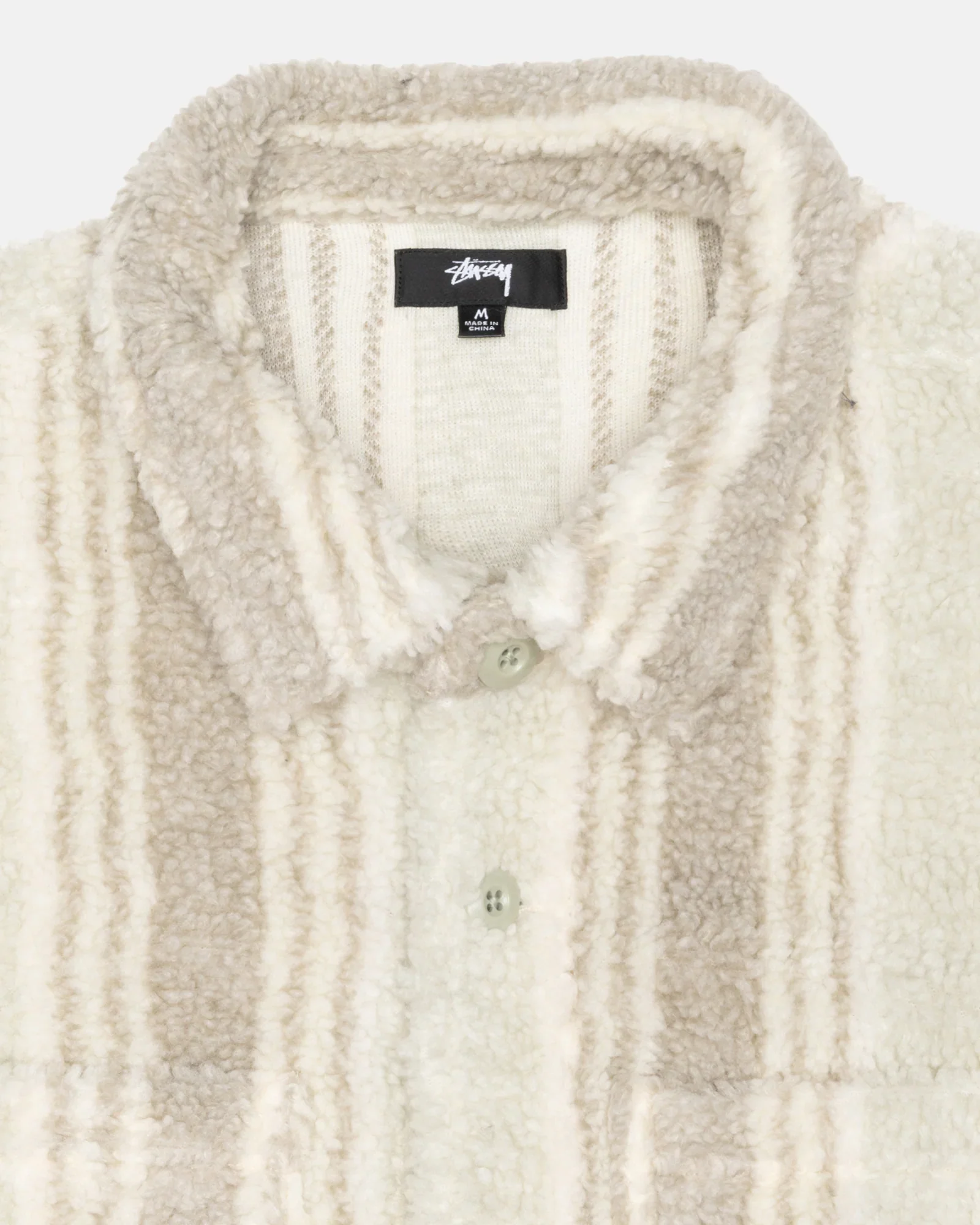 Stussy Stripe Sherpa Shirt, natural - Image 5
