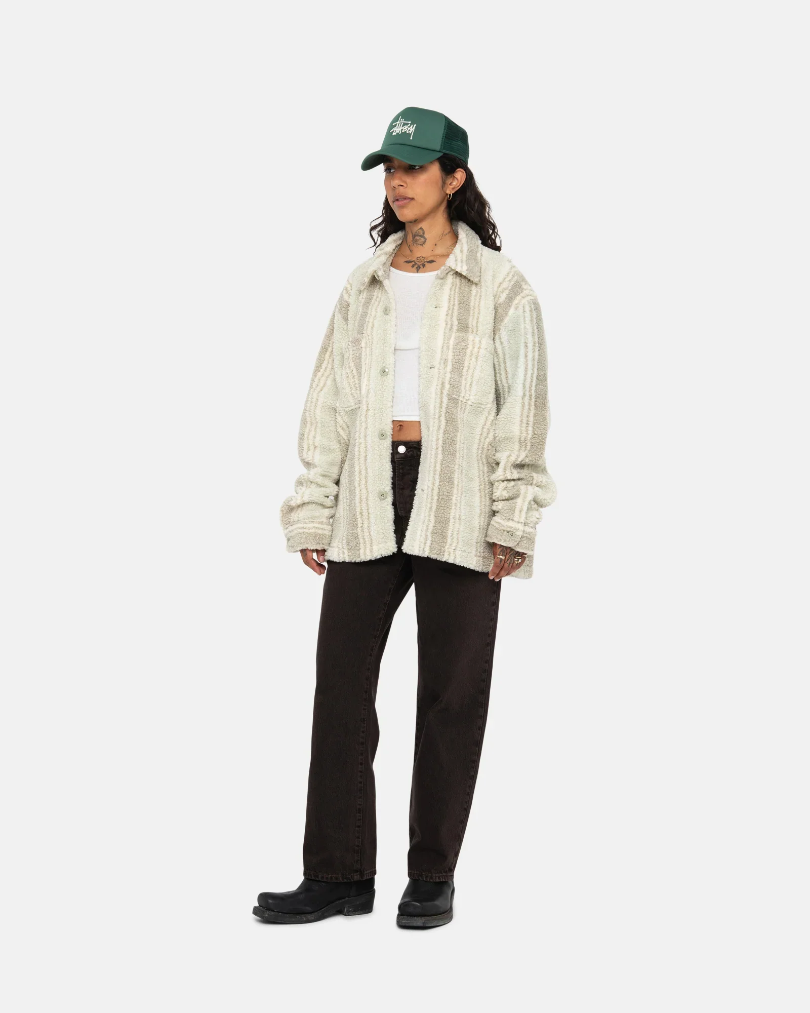 Stussy Stripe Sherpa Shirt, natural - Image 9