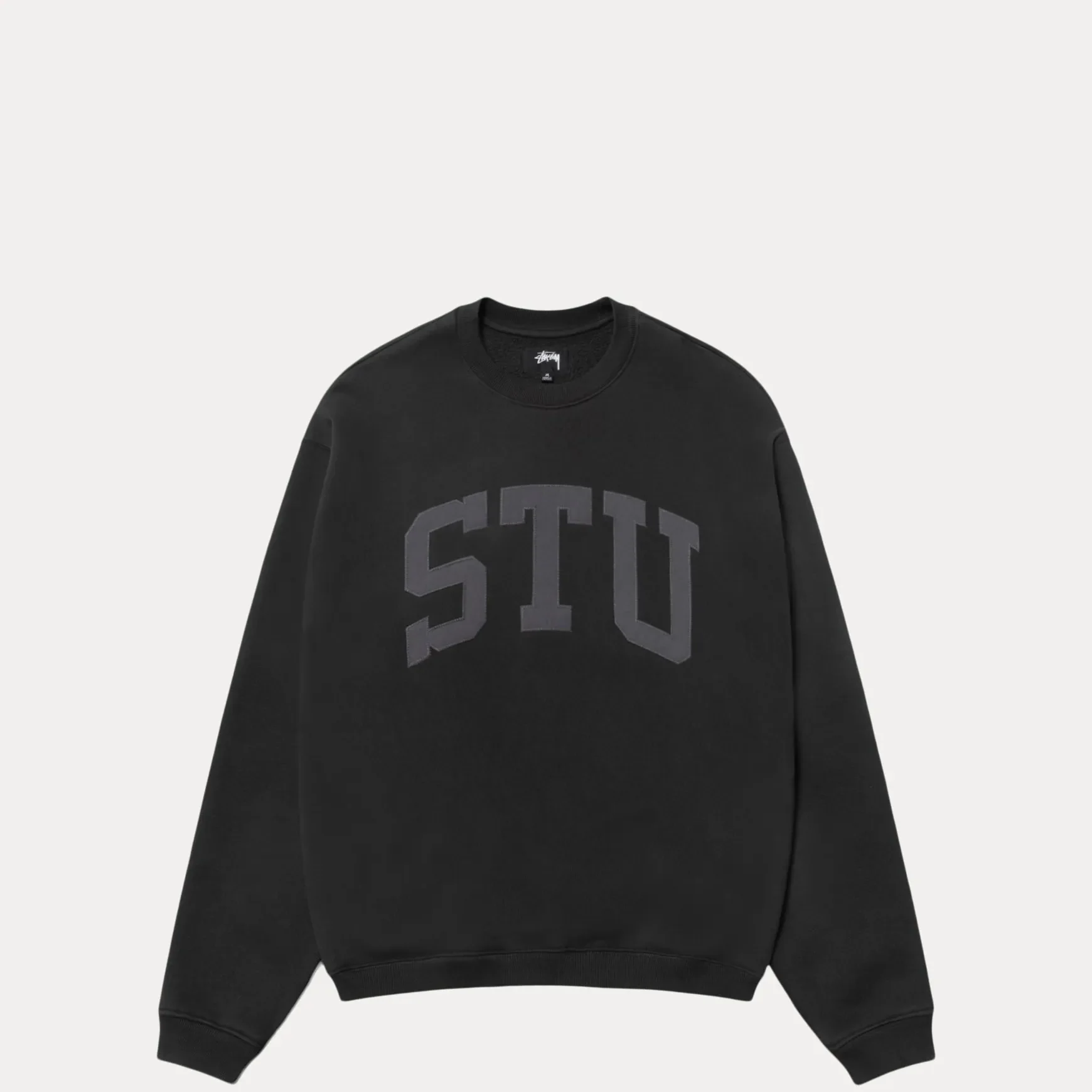 Stussy Stu Applique Crew, black