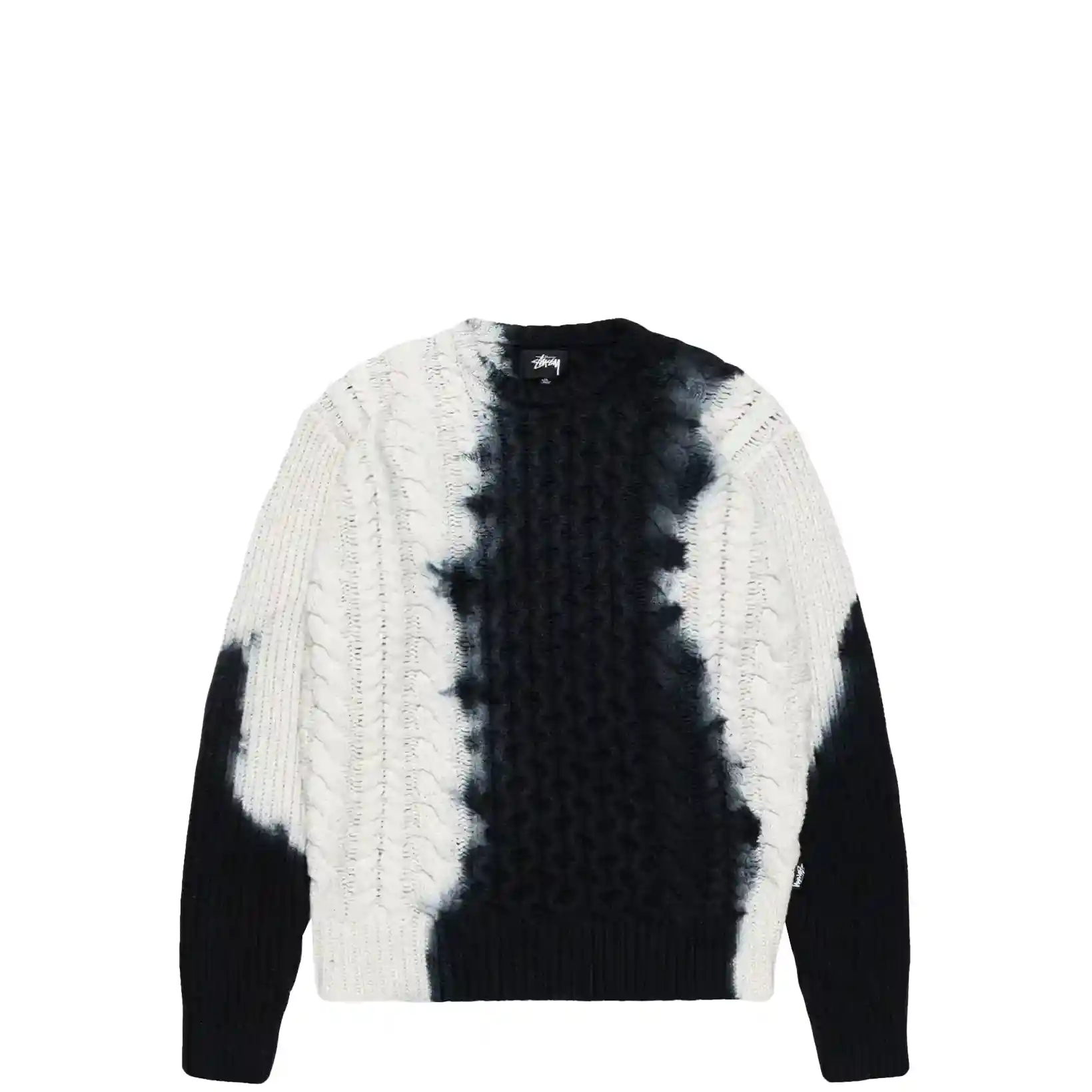 Stussy Tie Dye Fisherman Sweater, black