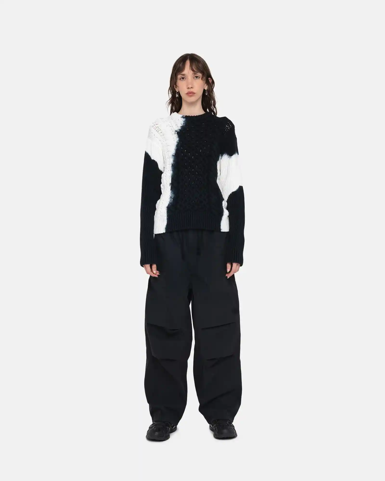 Stussy Tie Dye Fisherman Sweater, black - Image 3