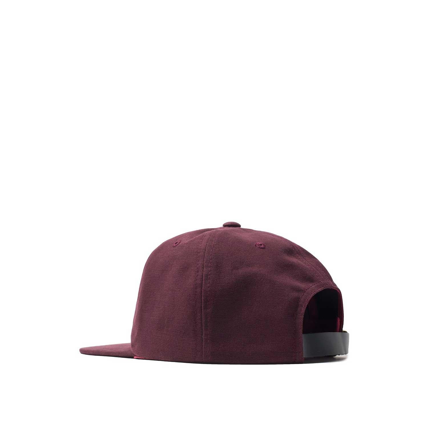 Stussy Washed Oxford Strapback Cap, Burgundy - Image 2