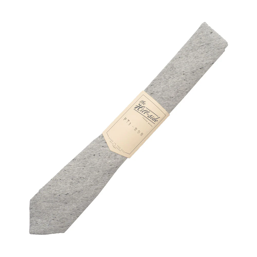 The Hill-side Cotton Blend Blanket Twill Pointed Tie, Grey