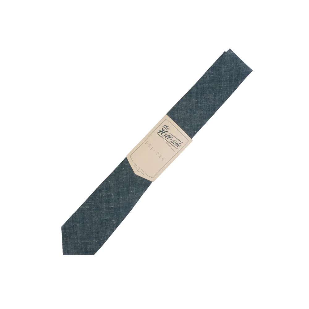 The Hill-side Extra Neppy Indigo Chambray Standard Pointed Tie