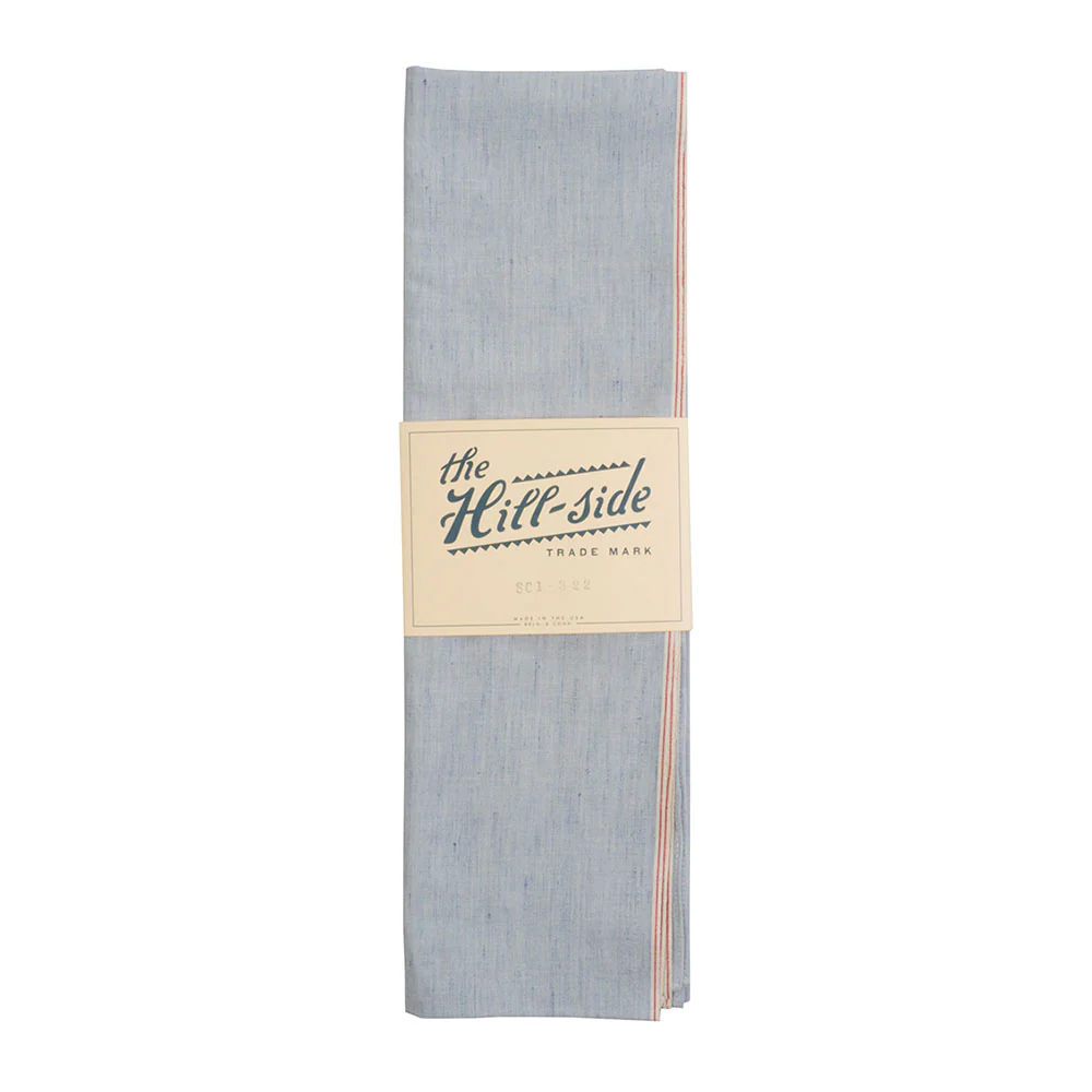 The Hill-side Selvedge Chambray Scarf, Variegated Pale Indigo Warp