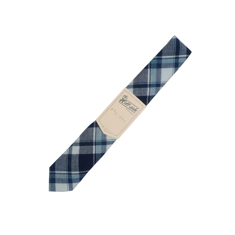 The Hill-side Selvedge Indigo Madras Large Check, Natural Base
