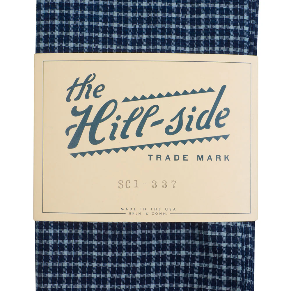 The Hill-side Selvedge Indigo Madras Small Check Scarf, Indigo Base - Image 2
