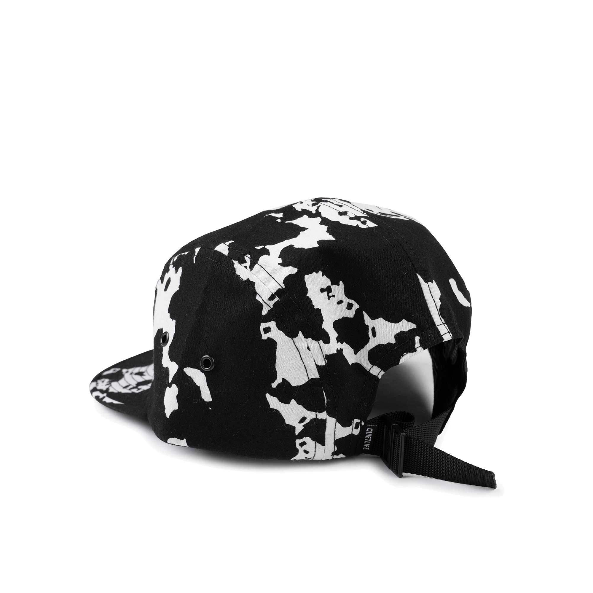 The Quiet Life Cow 5 Panel Camper Hat - Made In Usa, Black/White - Image 2