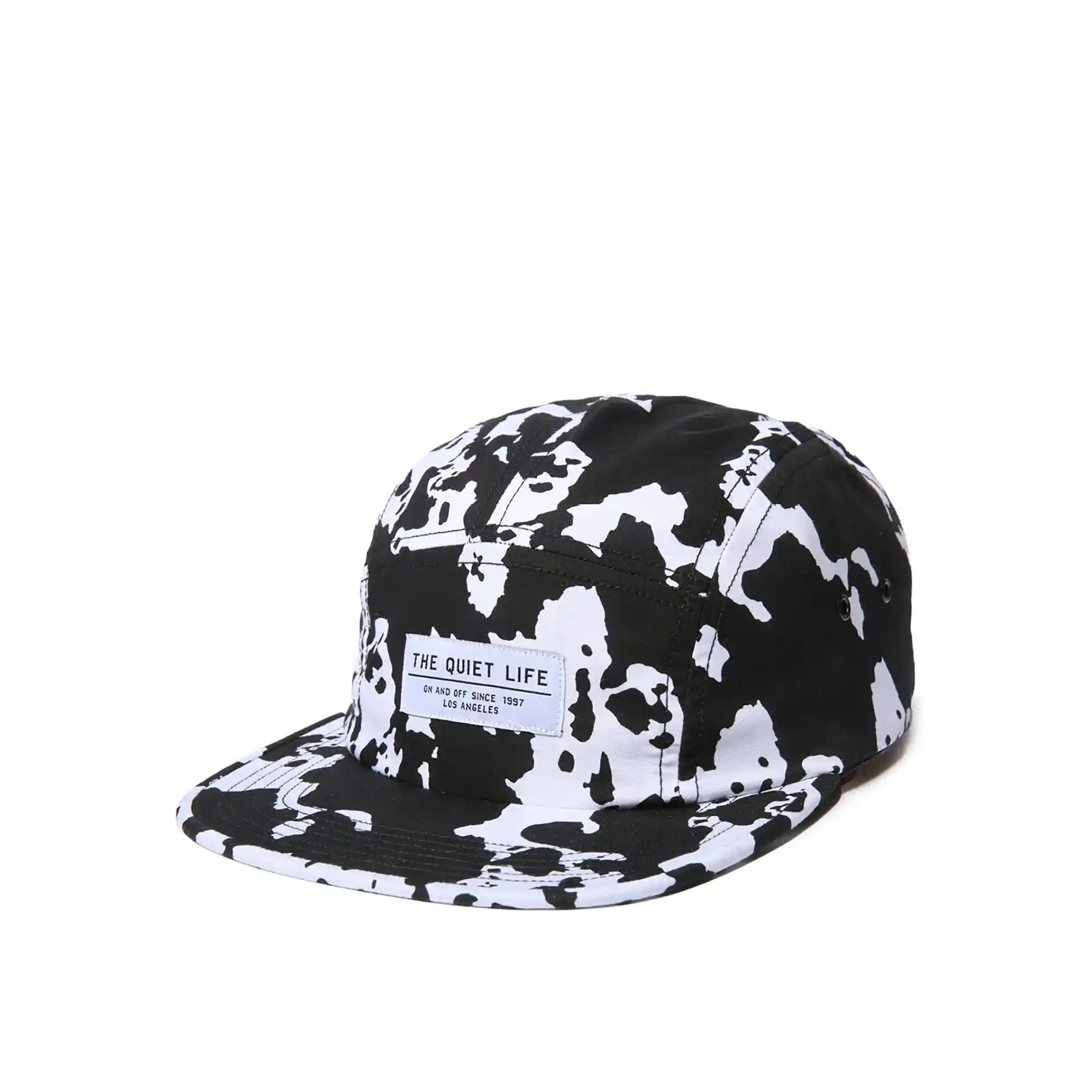 The Quiet Life Cow 5 Panel Camper Hat - Made In Usa, black/white