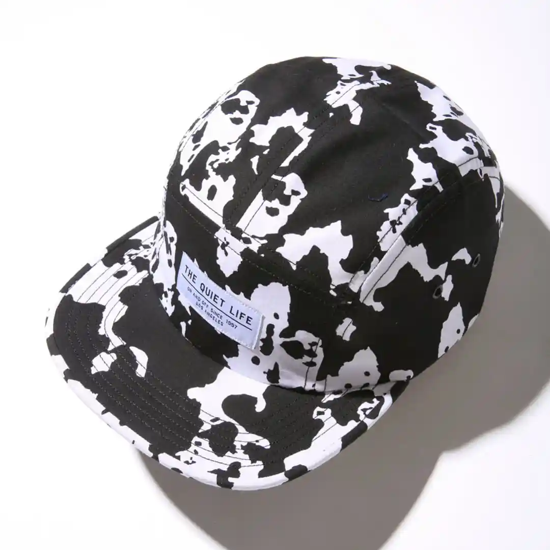 The Quiet Life Cow 5 Panel Camper Hat - Made In Usa, black/white - Image 3