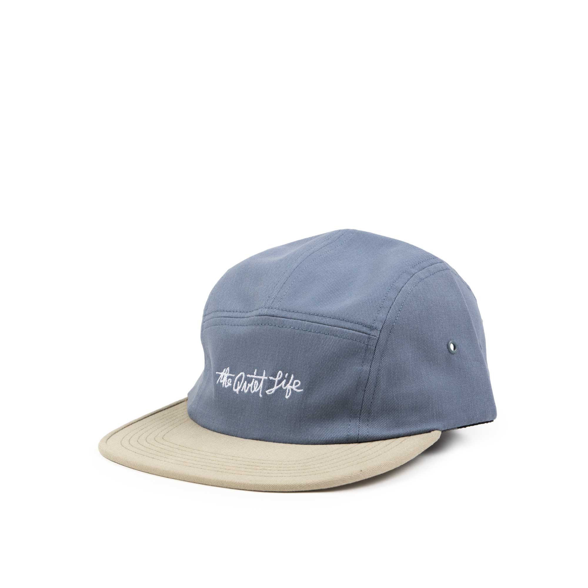 The Quiet Life Horizon Script 5 Panel Camper Hat, slate/khaki