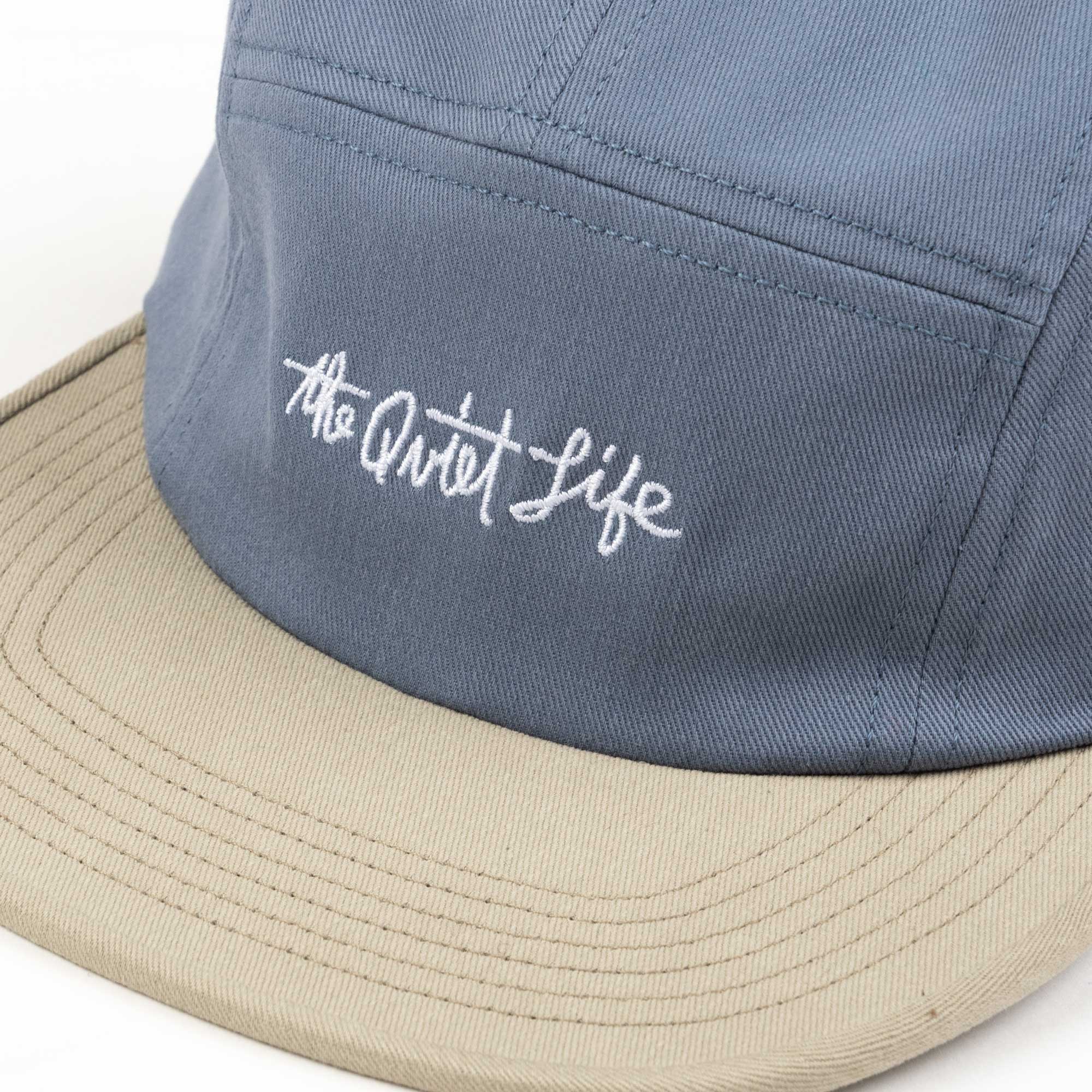 The Quiet Life Horizon Script 5 Panel Camper Hat, slate/khaki - Image 3