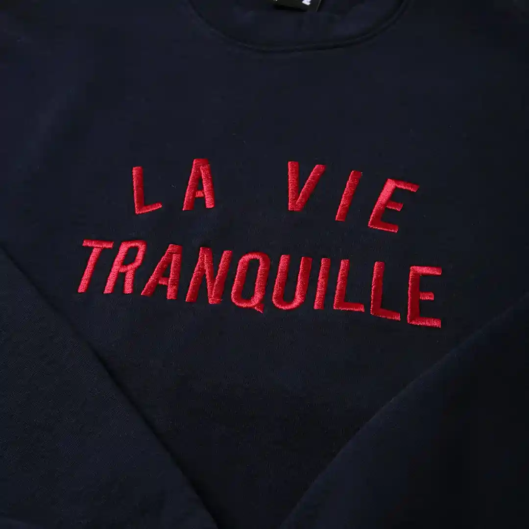 The Quiet Life La Vie Tranquille Embroidered Crew - Made In Usa, navy - Image 2