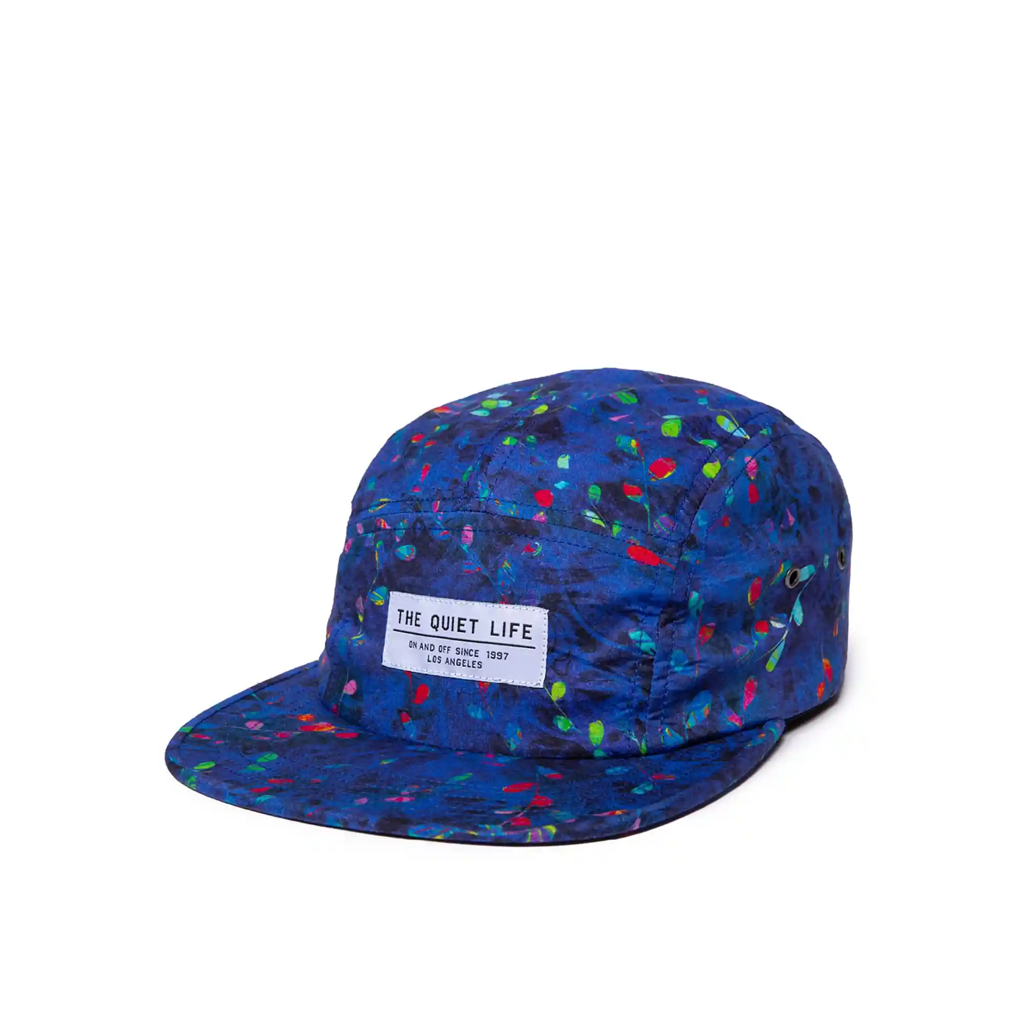 The Quiet Life Midnight Floral 5 Panel Camper Hat - Made In USA, blue