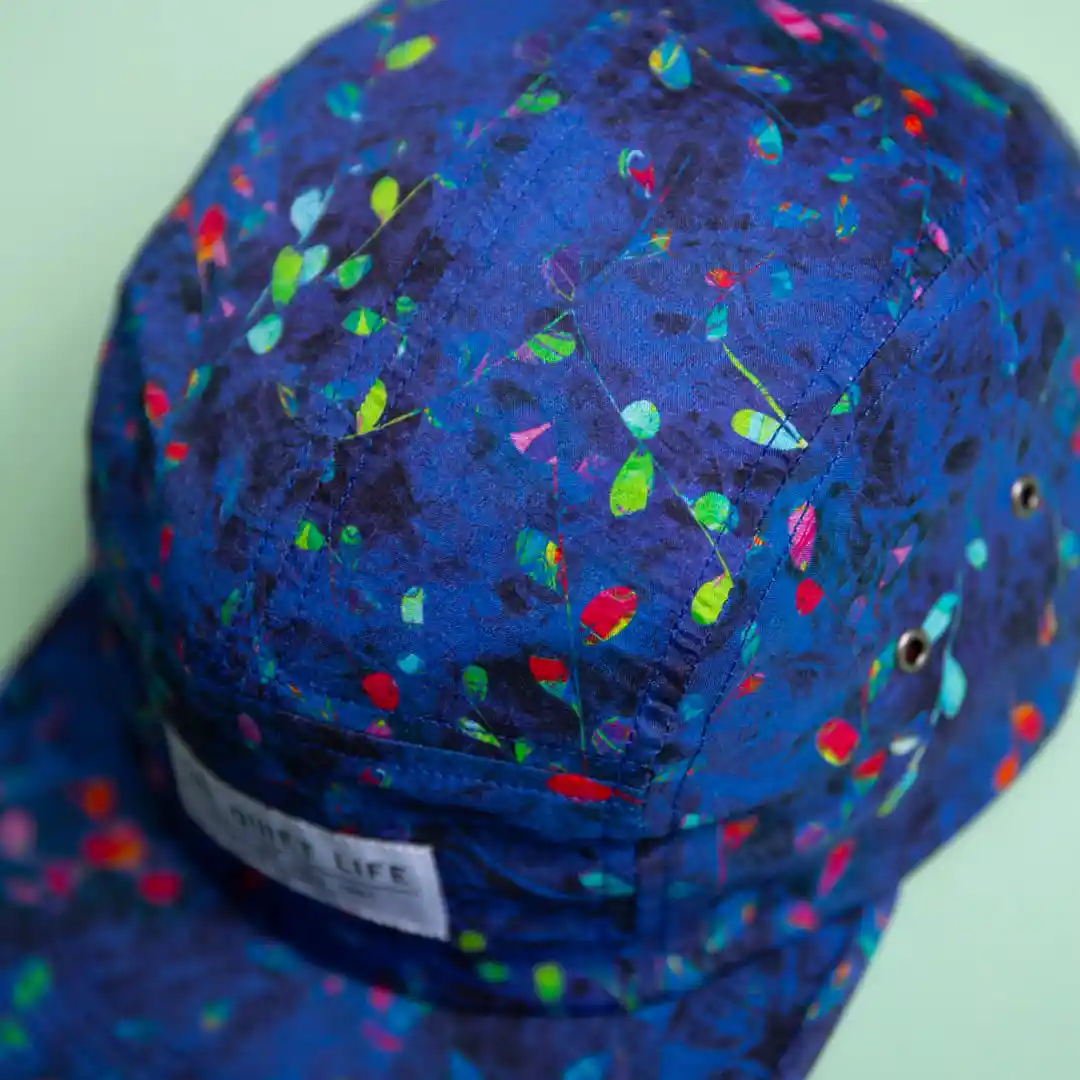 The Quiet Life Midnight Floral 5 Panel Camper Hat - Made In USA, blue - Image 2
