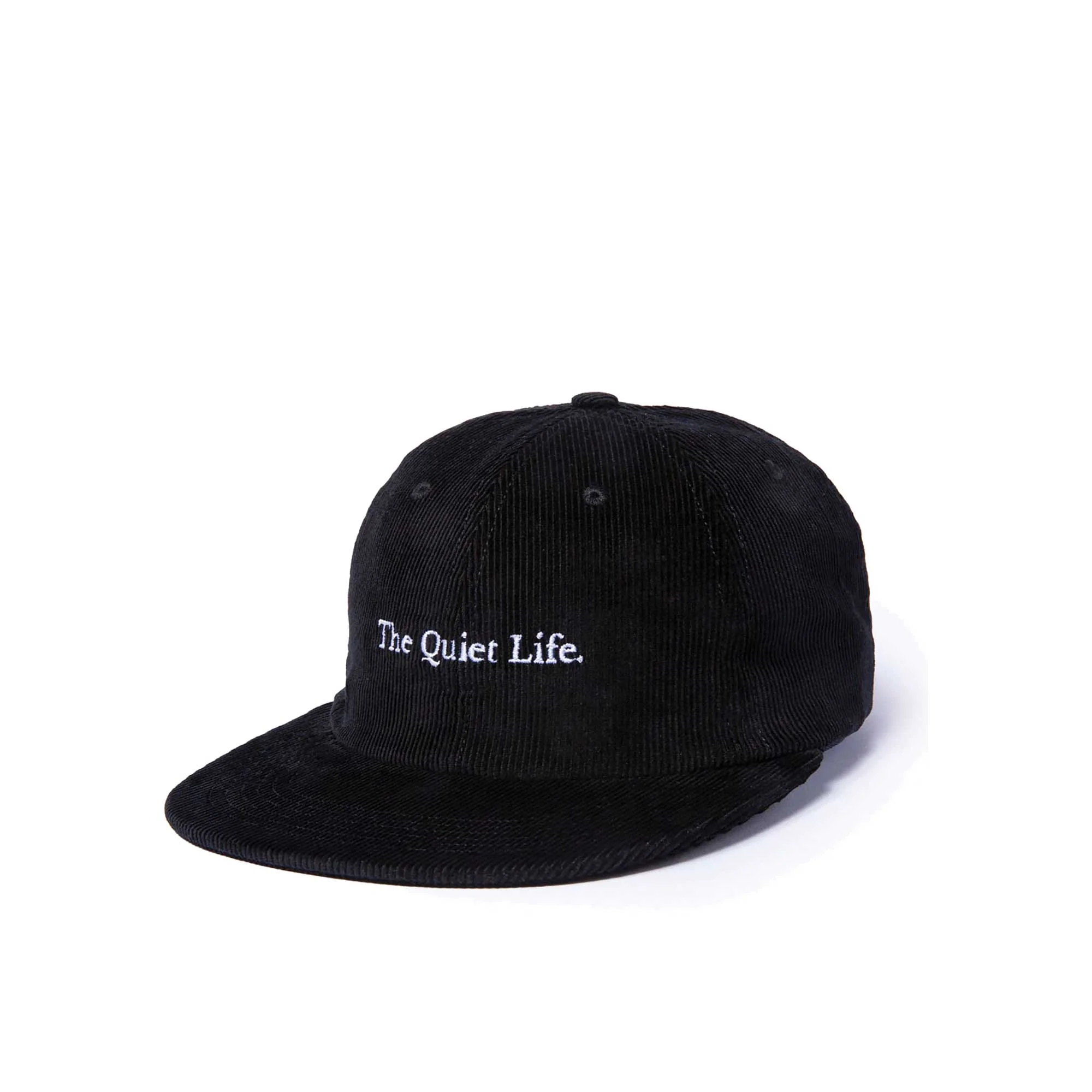 The Quiet Life Serif Cord 5 Panel Camper Hat - Made In Usa, Black