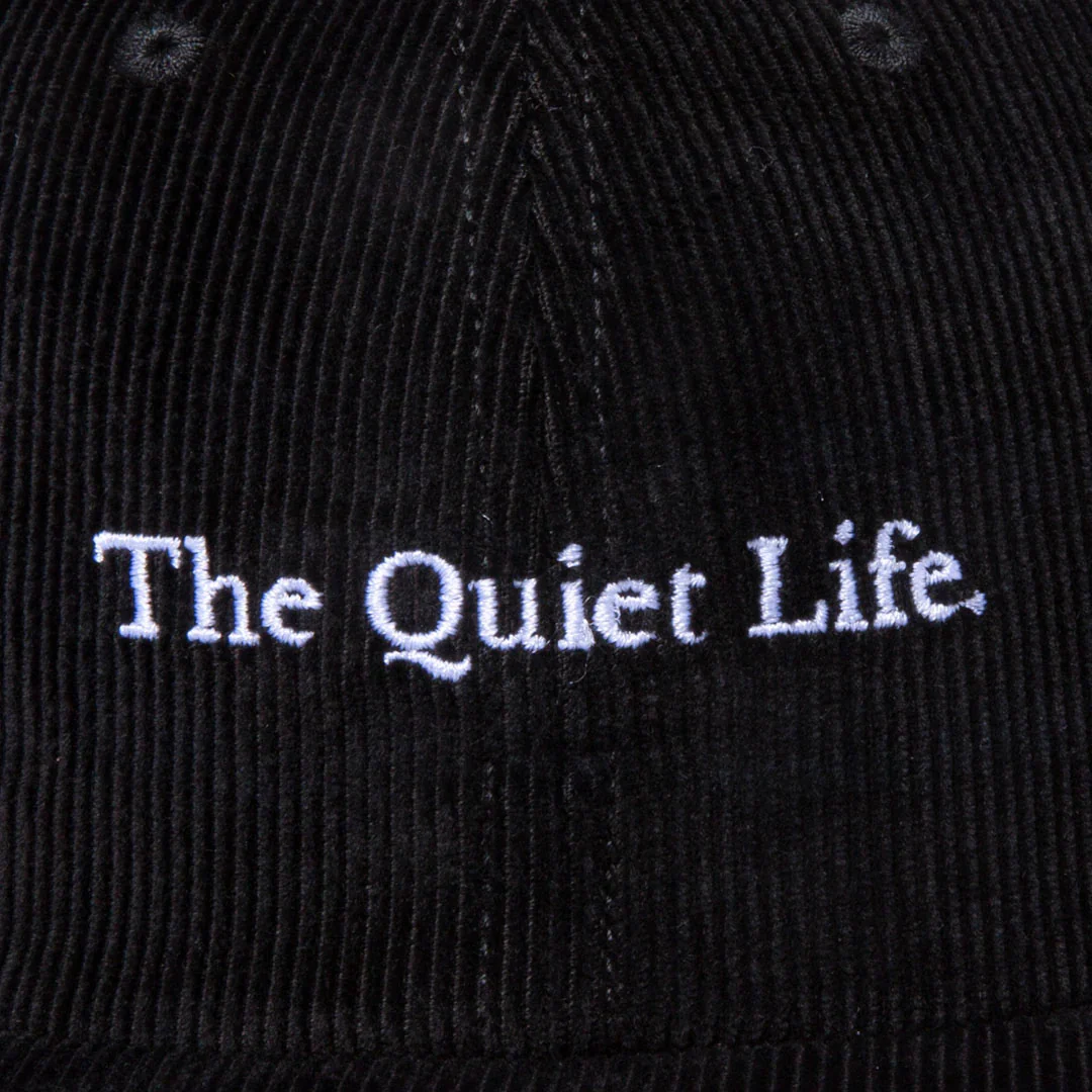 The Quiet Life Serif Cord 5 Panel Camper Hat - Made In Usa, Black - Image 2