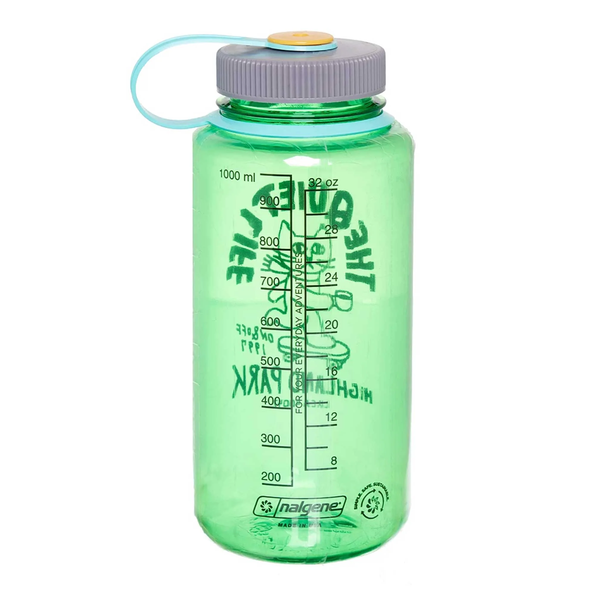 The Quiet Life Skating Cat Water Bottle, Green - Image 2