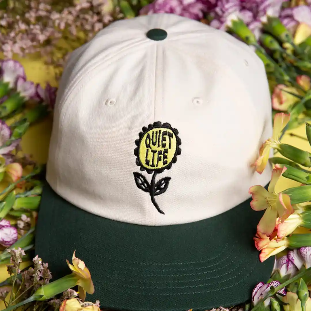 The Quiet Life Smell The Flowers Polo Hat - Made In USA, cream/green - Image 3