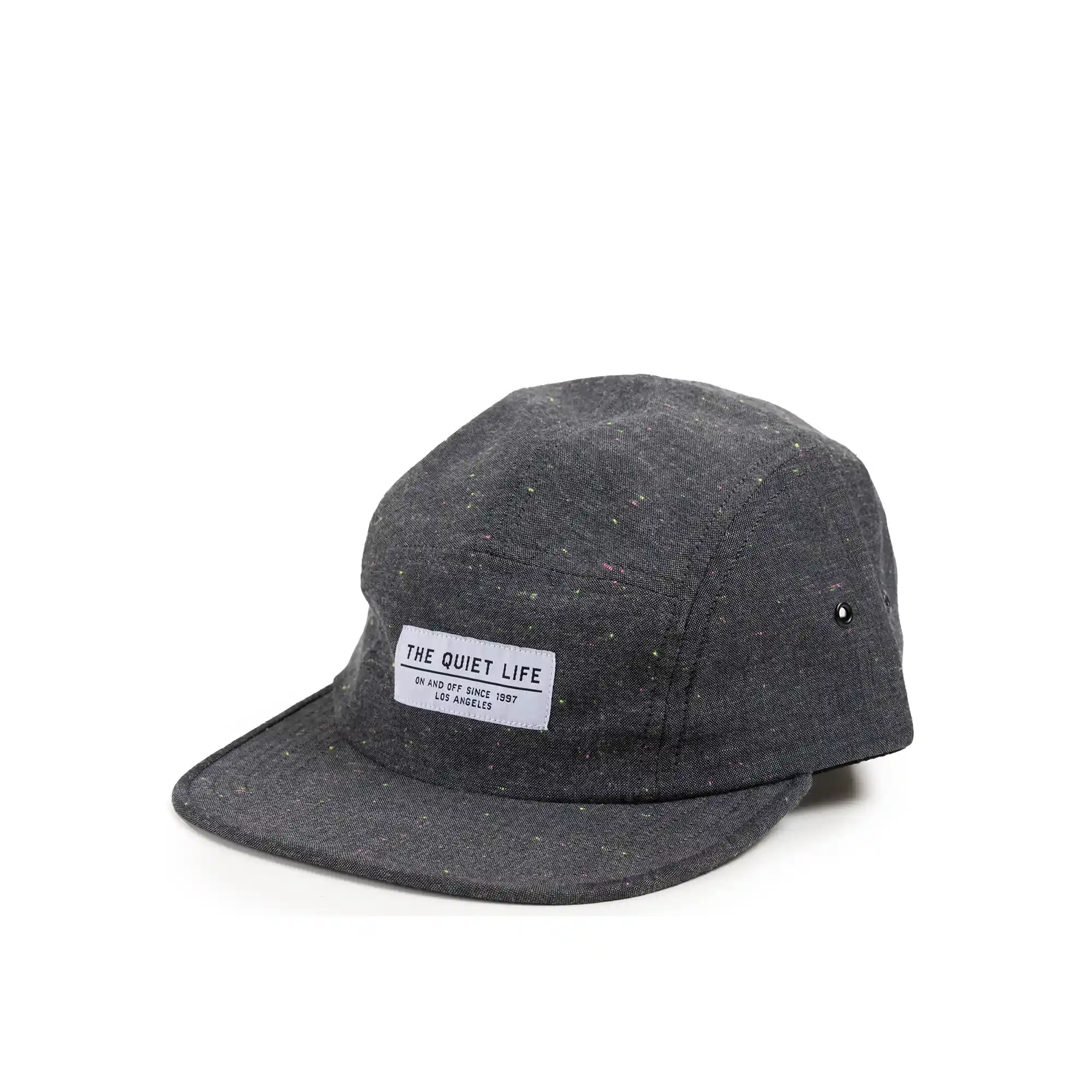 The Quiet Life Speckle 5 Panel Camper Hat (Made In Usa), black