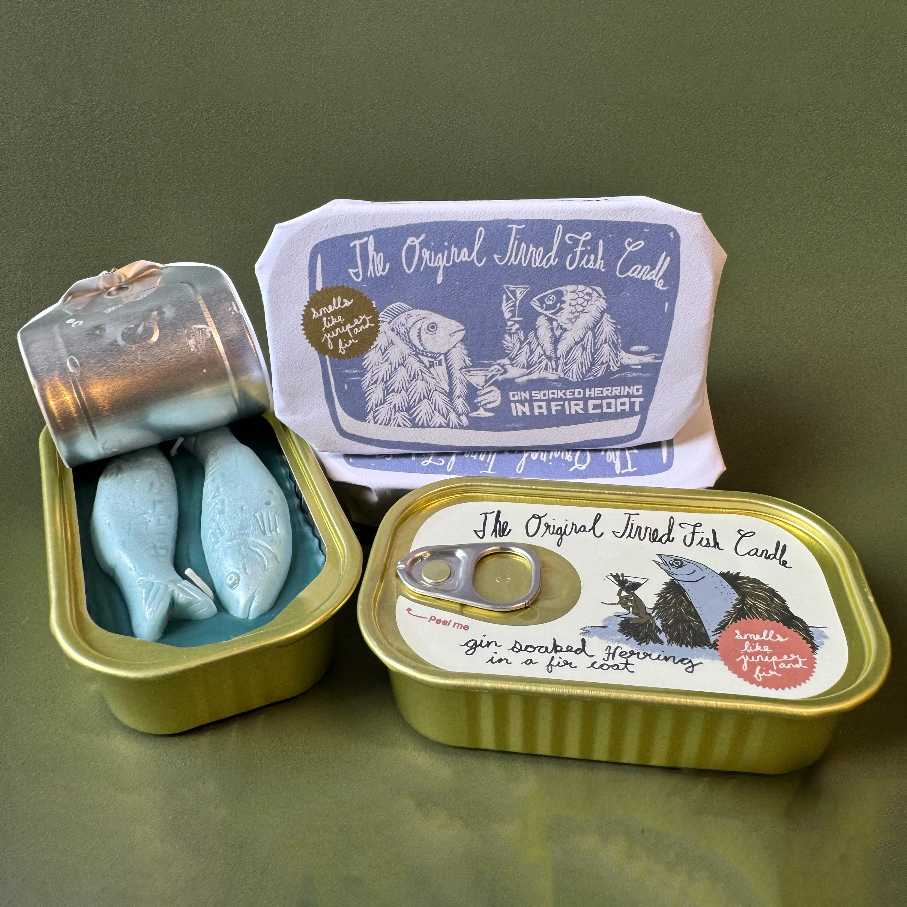 Tinned Fish Candle, Juniper And Fraser Fir