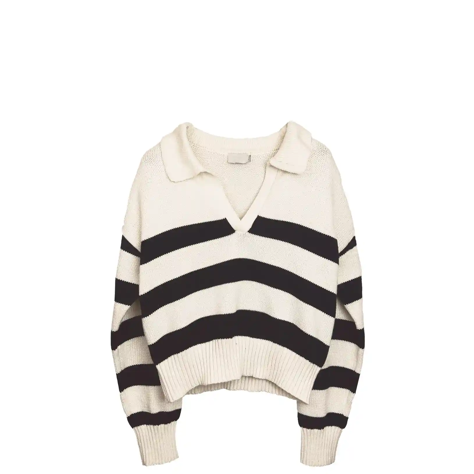 Womens Triple Stripe Collared Sweater