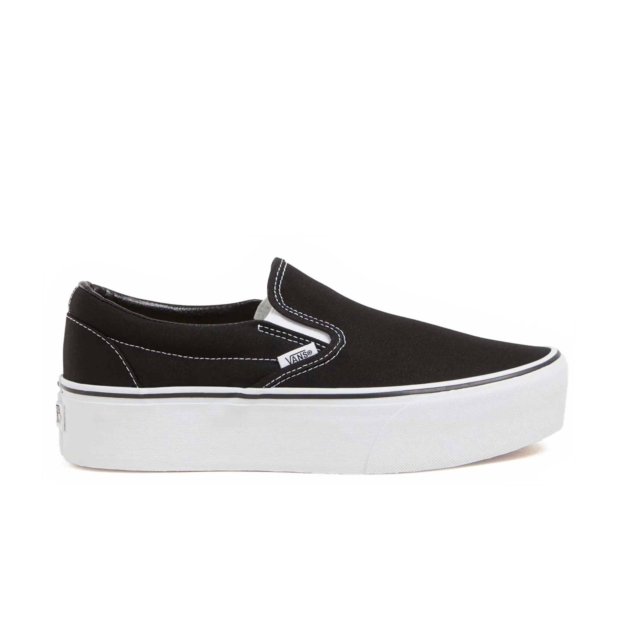 Vans Womens Classic Slip-On Stackform Shoes, canvas black/true white