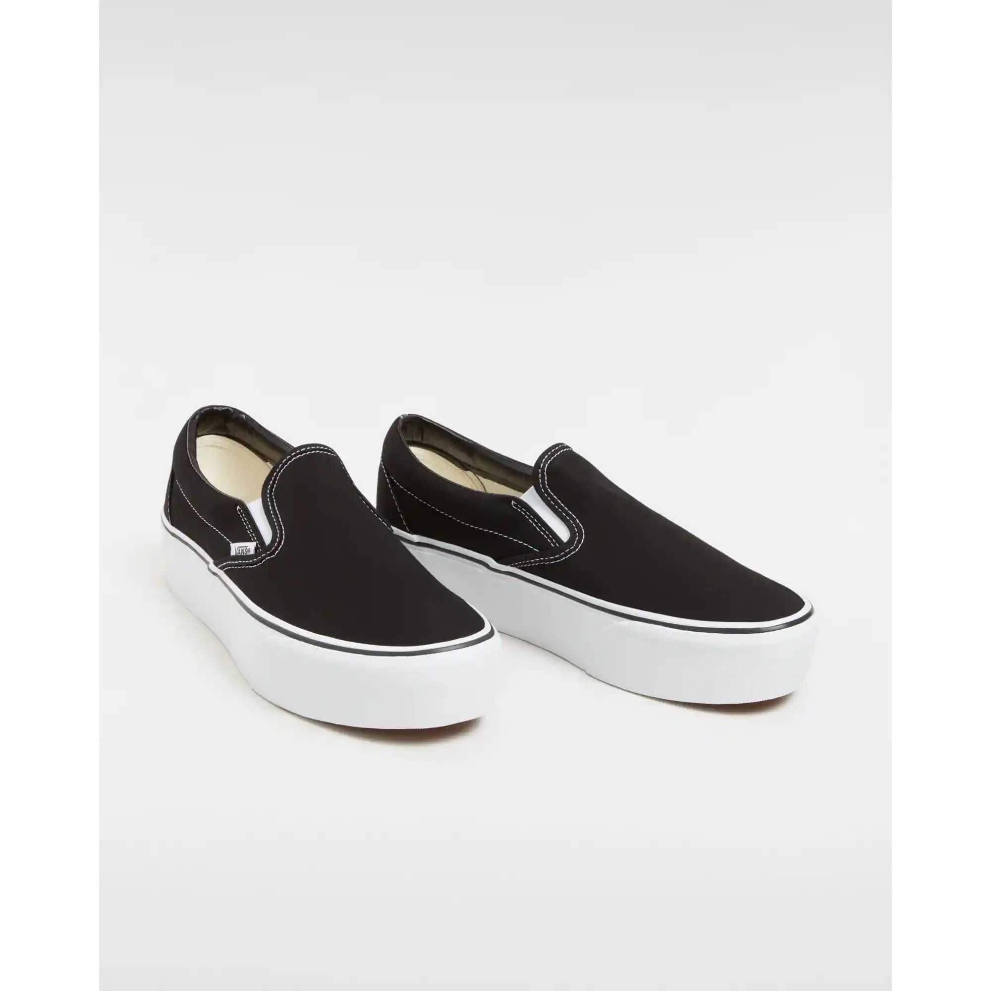 Vans Womens Classic Slip-On Stackform Shoes, canvas black/true white - Image 2