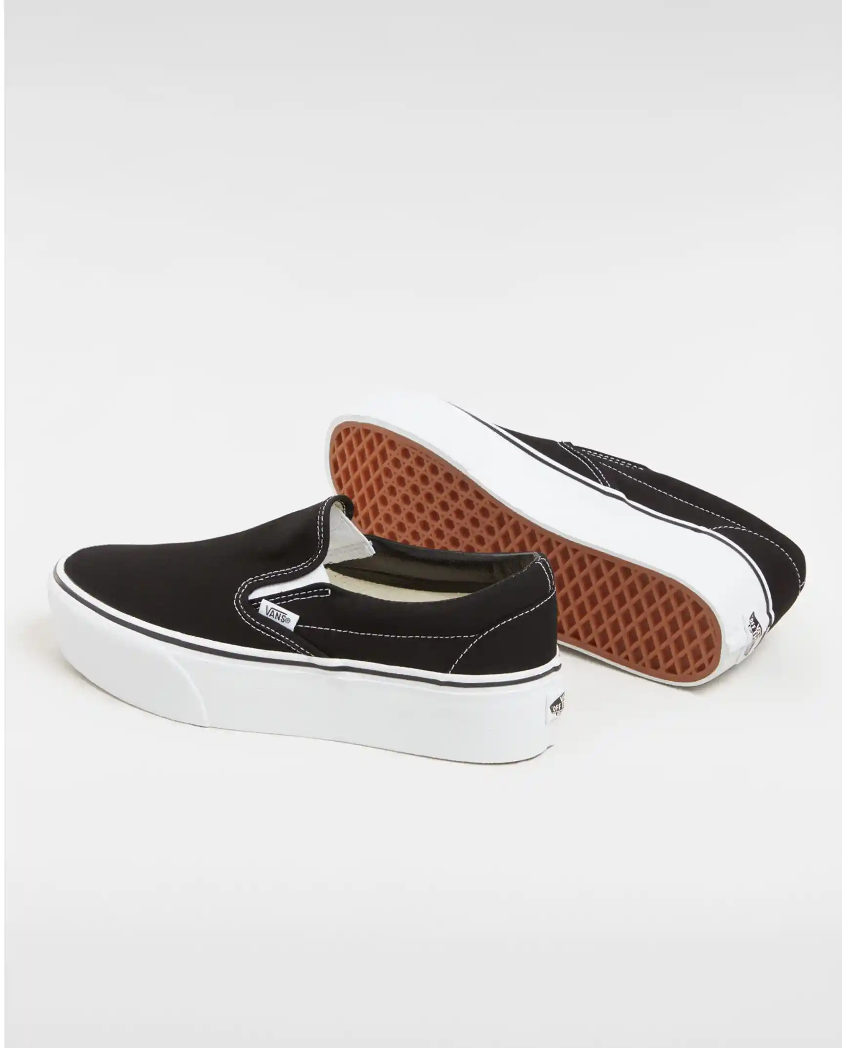 Vans Womens Classic Slip-On Stackform Shoes, canvas black/true white - Image 3