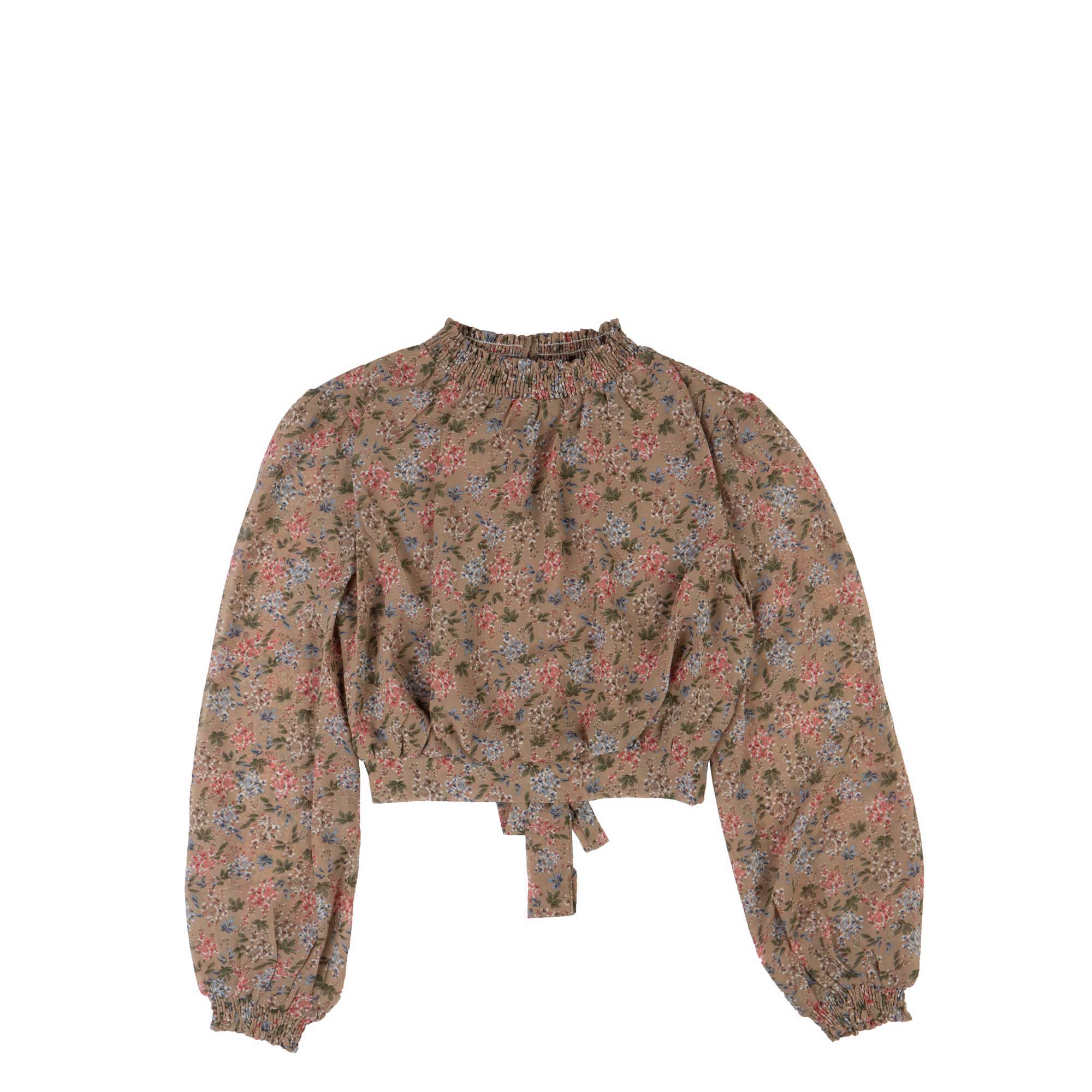 Womens Vintage Floral Mock Neck Top